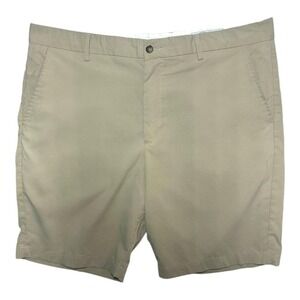 Greg Norman Men's Size 38 Khaki Flat Front Performance Golf Shorts Stretch